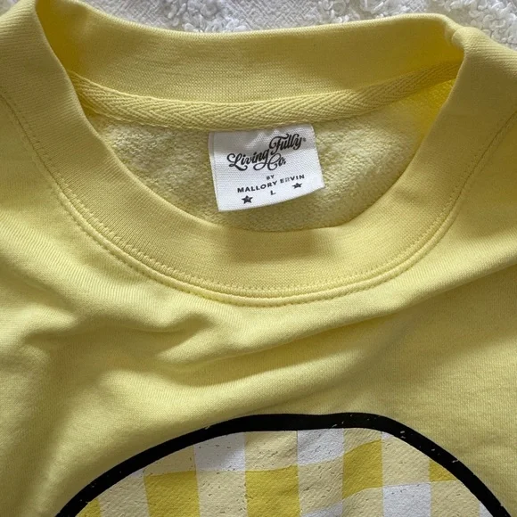 Mallory Ervin Living Fully Yellow Smiley Face Sweatshirt - Picture 3 of 3